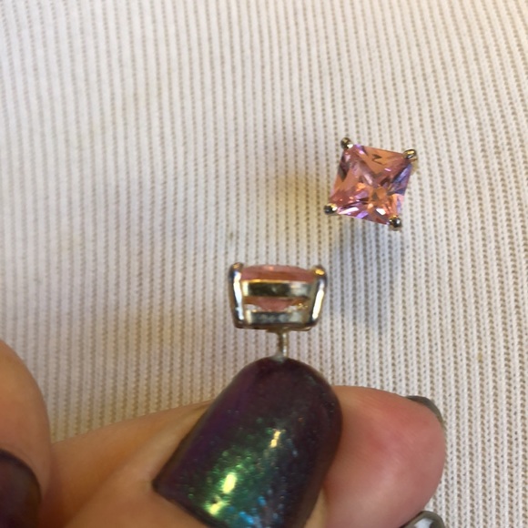 - Pink CZ Earrings ( posts) - Picture 2 of 7